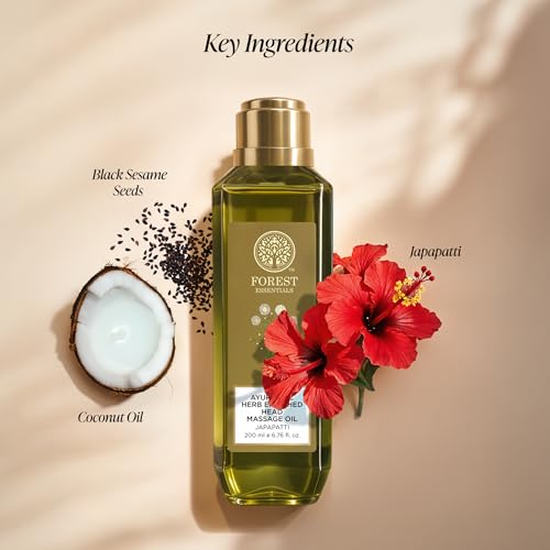 Image of Forest Essentials Japapatti Head Massage Oil | Ayurvedic Hair Oil for Hair Growth & Dry Frizzy Hair | Ideal for Dry, Chemically Treated Hair (Pack of 2)