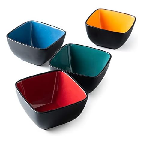 AmorArc 32oz Square Stoneware Bowls Set Cover