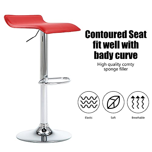 Dagonhil Bar Stools Set Of 4 Modern Square Pu Leather Adjustable Barstools Counter Height Stools With Backless 360° Swivel Stool Red #TOP1