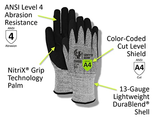 Image of MAGID Griffin Gear ANSI A4 Sandy Nitrile Coated Work Gloves