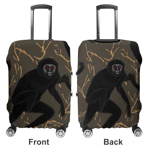 Black Gibbon Monkey Luggage Cover, Washable Elastic Suitcase Cover Protector Fit 18-32 Inch Luggage3