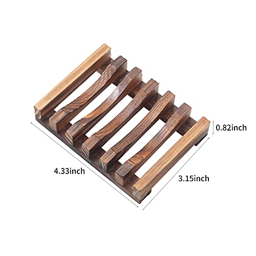 image for Wooden Soap Dish for Shower,Set of 2 Shower Soap Holder,Self draining 