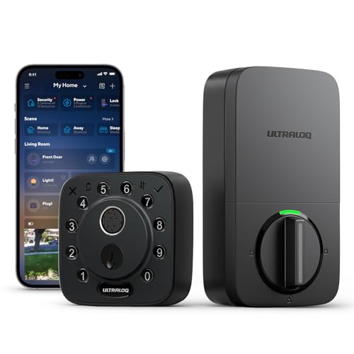 ULTRALOQ 2026 Upgrade Bolt Fingerprint Smart Lock in Black, Biometric Deadbolt with Built-in WiFi, Keyless Entry Door Lock, App Remote Control, 10 Months Battery, IP65 Waterproof, BHMA Grade