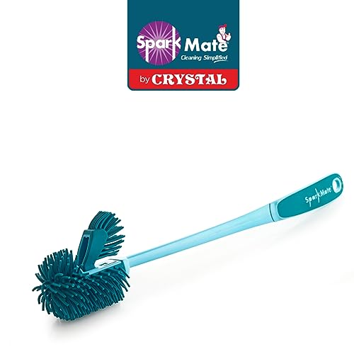 Image of Sparkmate By Crystal Twin Side Silicone Toilet Brush with TPR Bristles | Antibacterial Brush | Aqua Green| Xtralife