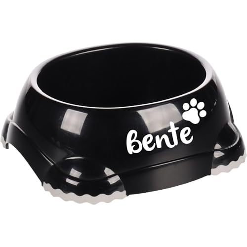 Personalizzabile ciotola per cane in plastica Leno Classic 1200ml (L) Nero–antiscivolo e lavabile in lavastoviglie–per cani di taglia grande–personalizzata con il nome–Petslino