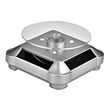 Solar Powered Rotating Display Stand, 360 Degree Turntable for Jewelry, Watches, Rings, Phones Solar and Battery Operated