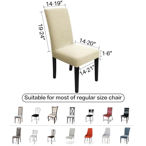 ZNSAYOTX 2026 Fashion Stretch Dining Room Chair Slipcover 6 Packs, Super Fit Removable Washable Jacquard Furniture Protector Cover for Restaurant, Party, Banquet (6 PCS, Beige) by ZNSAYOTX - Used condition - Image 6