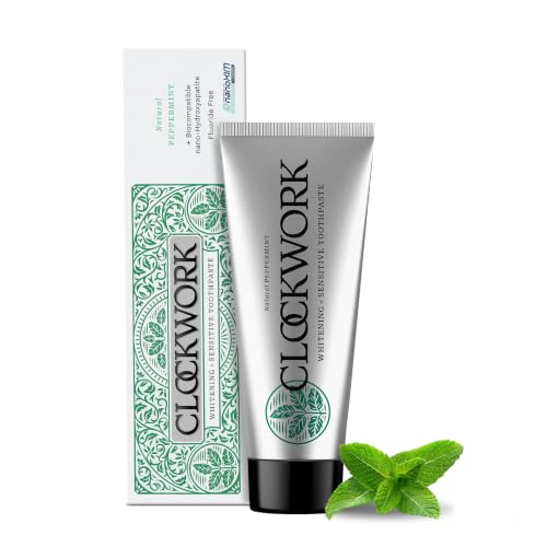 Image of Clockwork Nano-Hydroxyapatite (nHAP) Toothpaste with 10% HydroXy & 10% Xylitol - Enamel Repair, Anti Cavity & Remineralizing | Fluoride Free, SLS Free | Sensitive Teeth Whitening | Natural Premium Oral Care | Peppermint 100g