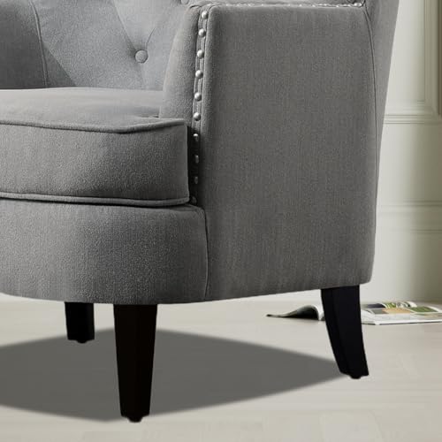 Image of Castora Upholstered Accent Chair for Living Room and Offices (Grey)