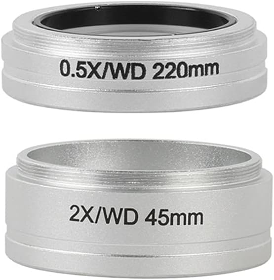 LJSM Lab Microscope Slides 0.5X .7X 2X Stereo Trinocular Microscope Auxiliary Objective Lens, Mounting Diameter ​for 8050 WD45 WD136 WD220 M55 Microscope Parts