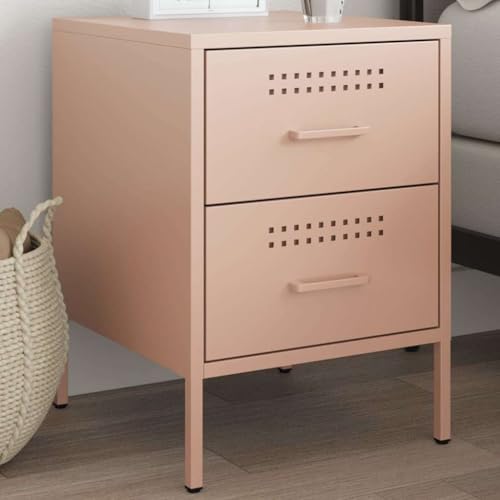 Mokuyary - Mesita de noche, color rosa, 36 x 39 x 50,5 cm, acero y mesa auxiliar para sofá, armario lateral, montaje fácil para dormitorio, salón -B