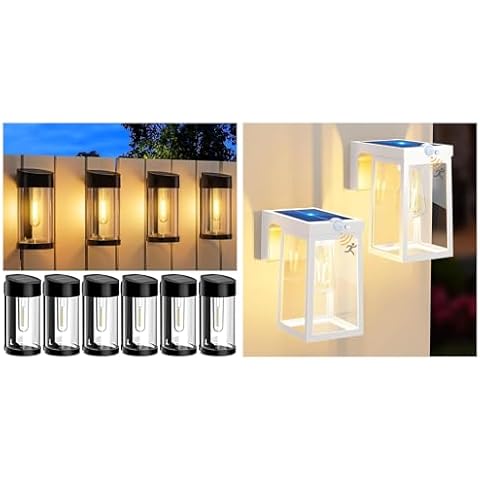 Woolmug 6 Pack Solar Fence Lights Outdoor 2 Pack Solar Porch Lights Outdoor Motion Sensor Cover