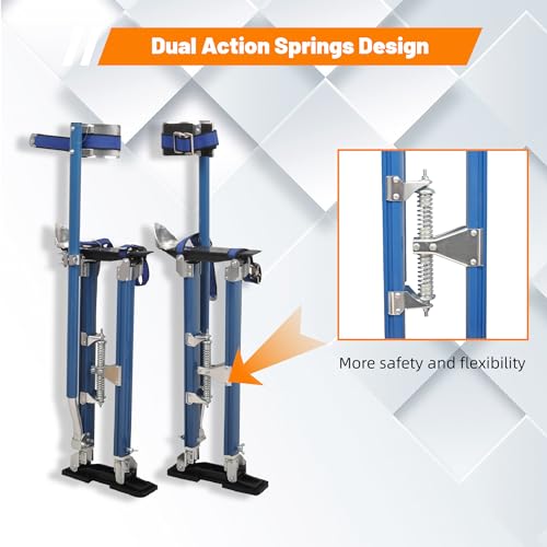 higehio 24\"-40\" Professional Drywall Stilts for Adults Adjustable Taping Paint Stilt Aluminum Tool Stilt for Painting Painter Taping,Blue - Thumbnail 5
