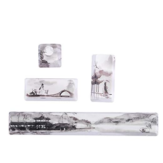 Gör-det-själv landskapsmönster Keycaps Space + ESC + Enter + Numpad Enter Keycap, slitstyrka utan blekning, för mekaniska tangentbord Dekorera The ((Landscape Pattern, 4st))