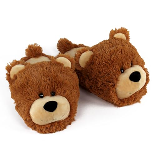 Everberry Fuzzy Bear Slippers for Women and Men - Fluffy Plush Teddy Bear Slippers for Adults