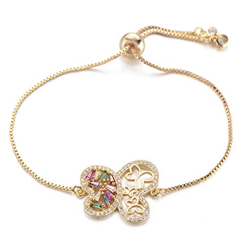 Image of luxury princess cubic butterfly charm bracelet slide chain crystal bracelet women's wedding jewelry