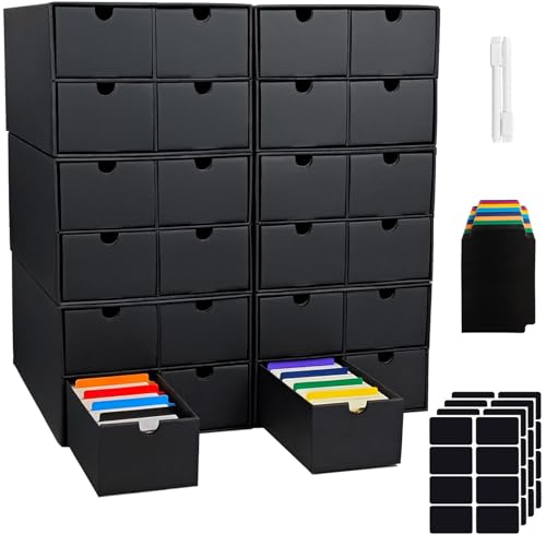 ELSINPAPOX 6 Sets Trading Card Storage Boxes, Includes 24-750 CT Boxes & 96 Dividers, 18000+ Trading Cards Organizer for Collectible Card Games, Sports Cards, TCG, with Labels & Pen