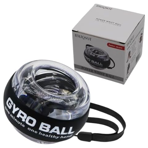 HMJQSOT Auto Start Gyro Ball,Wrist Power Ball,Strengthener and Forearm Gyro Ball Wrist Exerciser,Wrist Ball for Strengthen Arms,Wrist Bones Muscles (Black-Without Light) Cover