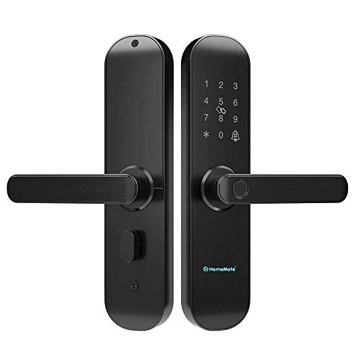 Image of HomeMate Touchscreen WiFi Fingerprint Door Lock, Electronic Keyless Entry Door Mortise Lock with RFID Cards + Smart Life App Remotely and Mechanical Key for Door Security (Black)