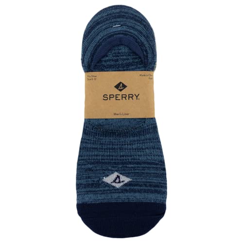 Sperry Men's Recycled Cushioned Sneaker Liner Socks-6 Pair Pack-Repreve Arch Support And No Slip Heel Gripper, Black/Navy/Green, 6-12 #TOP2