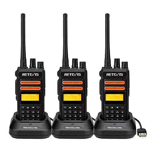 Retevis RT76P GMRS 2 Way Radio Long Range, GMRS Base Station Capable 30 Channels NOAA LCD Group Calls Rechargeable Walkie Talkies for Adults (3 Pack)