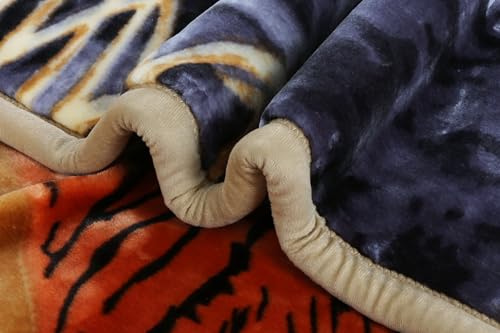Image of Nestl 9 Lbs Velvet Fleece Blanket for Winter - 2 Ply Heavy & Warm Korean Style Bed Blanket - Reversible Printed Raschel Queen Size Blanket - Wrinkle & Fade Resistant - 79 x 94 Inches - Tiger