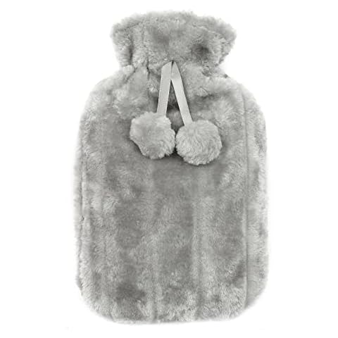Bakecat Hot Water Bottle Cover Only, Soft Fluffy Cover - 2L (Cover Only), Grey Cover