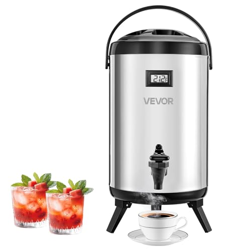 VEVOR Insulated Beverage Dispenser, 2 Gal/7.6L Stainless Steel Thermal Drink Server with Spigot &