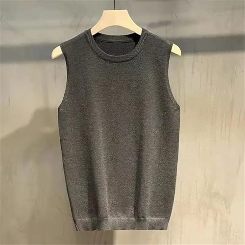 Men Fall Winter Knit Vest Solid Color Waistcoat Sleeveless Sweater Loose Fit Pullover2