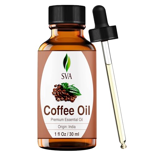 Image of SVA Coffee Essential Oil 1 Fl Oz - for Diffuser, Skin & Hair Care - Ideal for Massage & DIY Blends - with Dropper