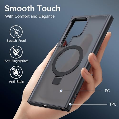 Image of Samsung S24 Ultra Magsafe Stand Case | Matte Design & 360 Protection | Military-Grade Samsung Galaxy S24 Ultra Cover | Ultra Premium - Black