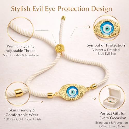 Image of CraftVatika Evil Eye Blue Bracelet for Women Daily Use, Infinity Shape Cubic Zirconia Diamond Bracelet for Women Jewelry for Gift, Adjustable Charm Bracelet Aesthetic Accessories Jewellery friendship