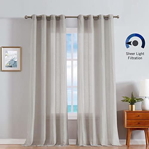 Nautica - Cordelia Crushed Sheer Curtain | Window Panel Curtains | Lightweight Drapes | Set of 2 Panels | Sheer | Grommet Header | Measures 52" x 108" | Taupe - image 4