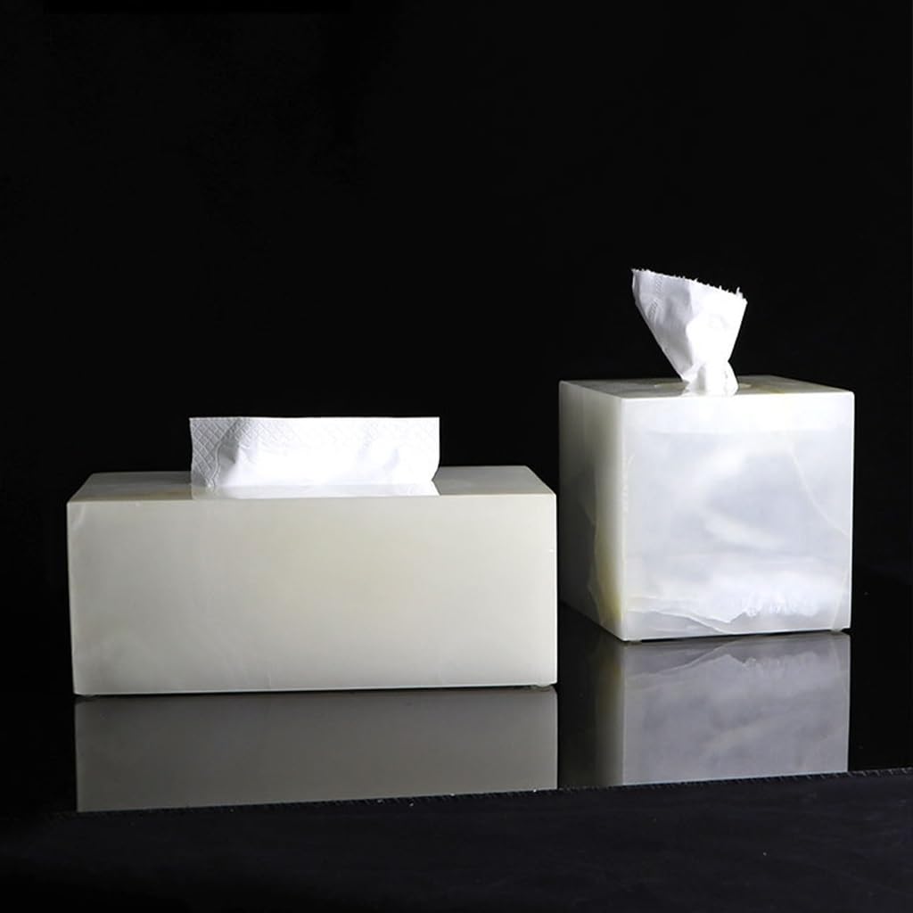 WORHE Tissue Box Cover Holder True Natural Marble Paper Heavy Duty Square Voor Bathroom Living Room Bedroom Vanity Kitchen Minimalistisch Office Home Decor