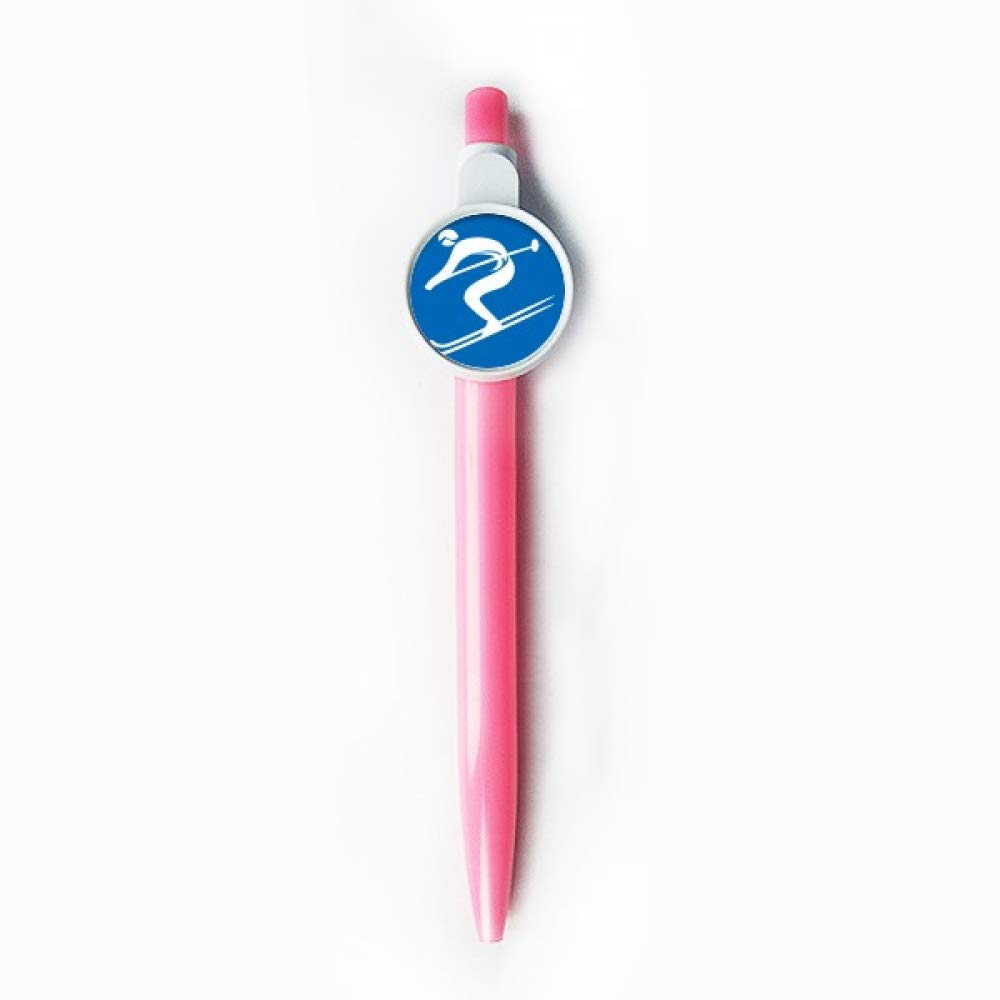 Stylo à bille rétractable bleu silhouette ski pour prise de note fluide - 5