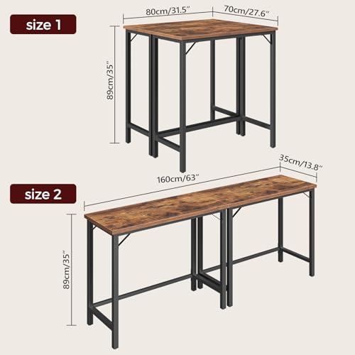 MAHANCRIS Narrow Bar Table, 63-Inch Pub Table for Dining Room, Counter Bar Tables with Sturdy Metal Frame, Connectable Bar Table, Multifunctional Console Table, Rustic Brown BTHR1601 - Image 3