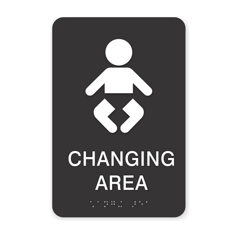 JUSTBRAILLESIGNS ADA Baby Changing Area braille sign, 6” x 9”, ADA Compliant Changing Area Sign for Building or Business, Many Colors Choices, Made in