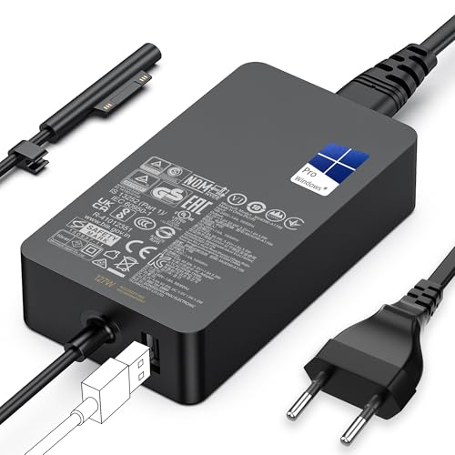Chargeur Surface 127W 15V 8A Alimentation pour Microsoft Surface Book 3/Book 2/1, Surface Laptop Studio 2/1, Surface Pro 11/10/9/8/7+/7/6/5/4/3/X, Surface...