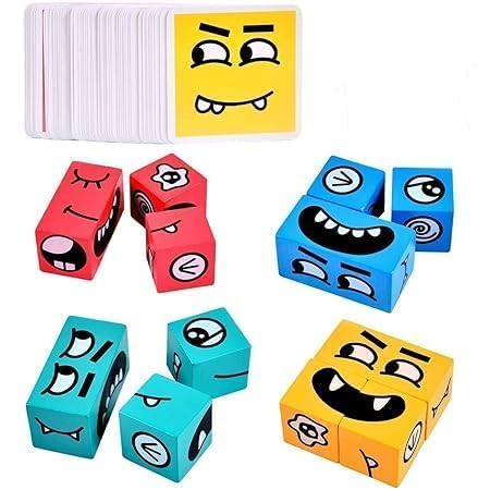 Dorytoy Kids Face Change Rubik’s Cube Puzzle Game Creative Expression Matching Toy with 64 Challenge Cards Educational Brain Teaser for Kids Age 3+-image-7