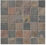 Marble 'n things 2x2 Mixed Tumbled Slate Mosaic Tiles for Backsplash, Shower Walls, Bathroom Floors,...