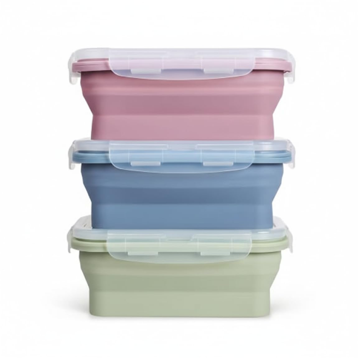 AwnsIMfreien Silicone Food Containers, 3-pack 550ml Collapsible Food Storage Containers, Silicone Lunch Boxes With Lids For Office, Picnic, Microwave Safe, Collapsible Bowls with Lids