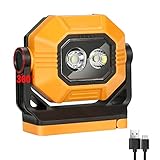 LED Work Light, 1500Lumens 3 Light Modes Rechargeable Work light with 360°Rotating Magnetic Stand Portable COB Small Waterproof Mechanic Light with Hanging Hook for Working Job Site Repairing
