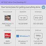 HP 24 inch All-in-One Desktop PC, FHD Display, AMD Ryzen 7 7730U, 16 GB RAM, 512 GB SSD, AMD Radeon Graphics, Windows 11 Home, 24-cr0032 (2024) - Image 2