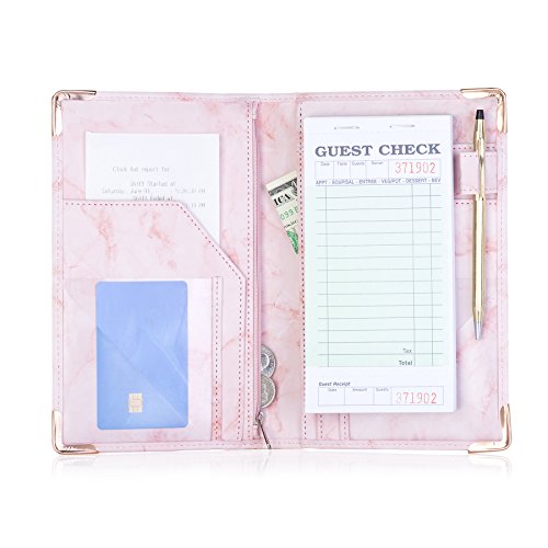 Buy 1 get 1 Sonic Server Marble Style Deluxe Server Book for Restaurant Waiter Waitress Waitstaff  9 Pockets Includes Zipper Pouch with Pen Holder 