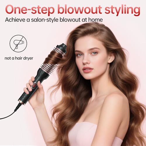 Image of Hahahope 1.5 Inch Thermal Brush, Heated Round Brush for Blowout Look with Negative Ions & Ceramic, 30s Fast Heating Curling Iron with 10 Temperature Settings for Volumizing, Travel Hair Styling Tool