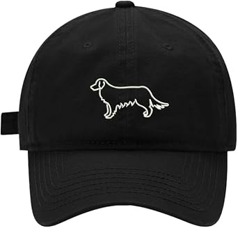 Mens Baseball Caps Golden Retriever Outline Embroidered Washed Cotton Adjustable Dad Hat