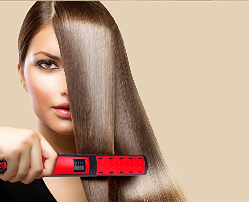 Primetrendz Dual Volt (110V/220V) Wet & Dry Professional Ceramic Hair Straightener Flat Iron Ceramic Tourmaline Plates Immediate Heat Up Iron With Auto Shut Off Feature In Red Color #TOP4