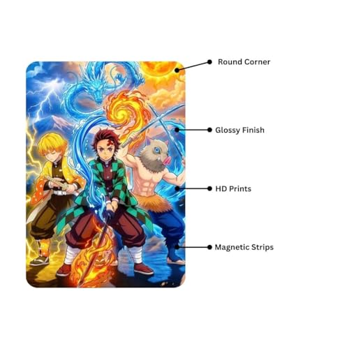 Image of Zesta Bathroom Decor Items Washroom Decor Tin Sign | Aesthetic Posters Wall Poster for Bedroom | Magnetic Cafe Decoration Items / Restaurant Decorations Items | Quirky Home Decor Bar Accent (Demon Slayer (3))