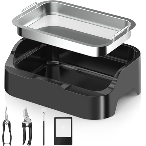 Trim Tray with Replaceable 150 Micron Mesh Screen Includes 2 Precision Scissors Static Brush & Magnifying Glass Sifting Tray for Fine Particle Sorting & Small Items