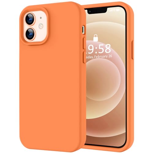 Image of LOVE 3000 Designed for iPhone 12 Case /iPhone 12 Pro Case, Premium Silicone with [Soft Anti-Scratch Microfiber Lining] Shockproof Protective Phone Case for Men Women Girls 6.1 inch, Bright Orange